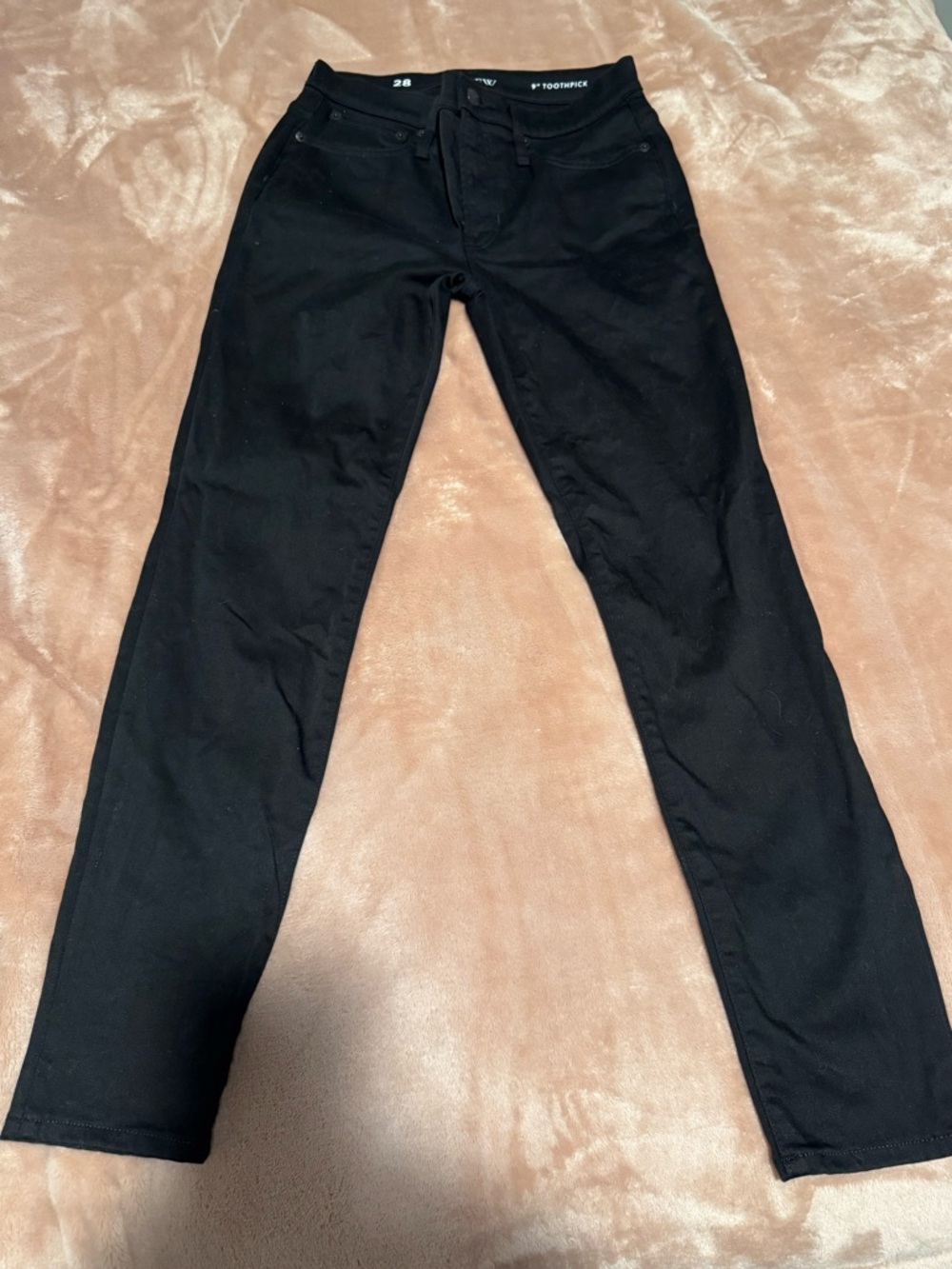 J. Crew Black 9” Toothpick Mid-Rise Jeans, Size 28